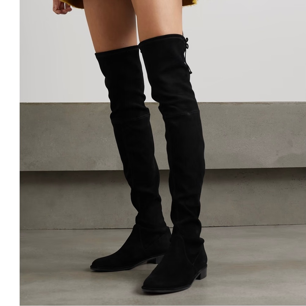 STUART WEITZMAN Lowland Suede Knee Black Over-the-Knee Boots Heel 6.5 EUC